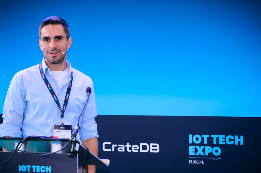 Daniel Heppner of Roche speaking at IoT Tech Expo Europe